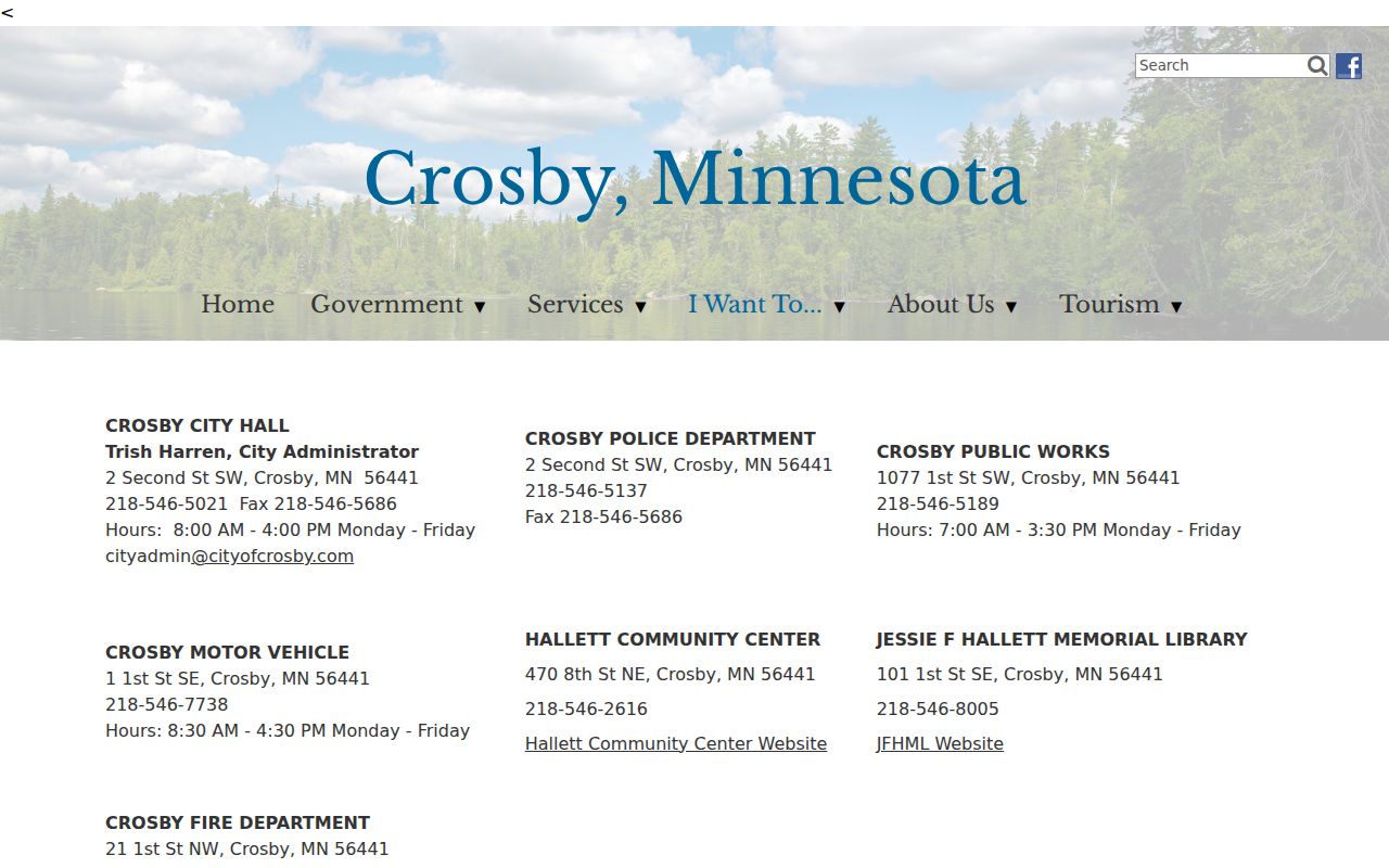 Crow Wing County court record Crosby City Hall police contact