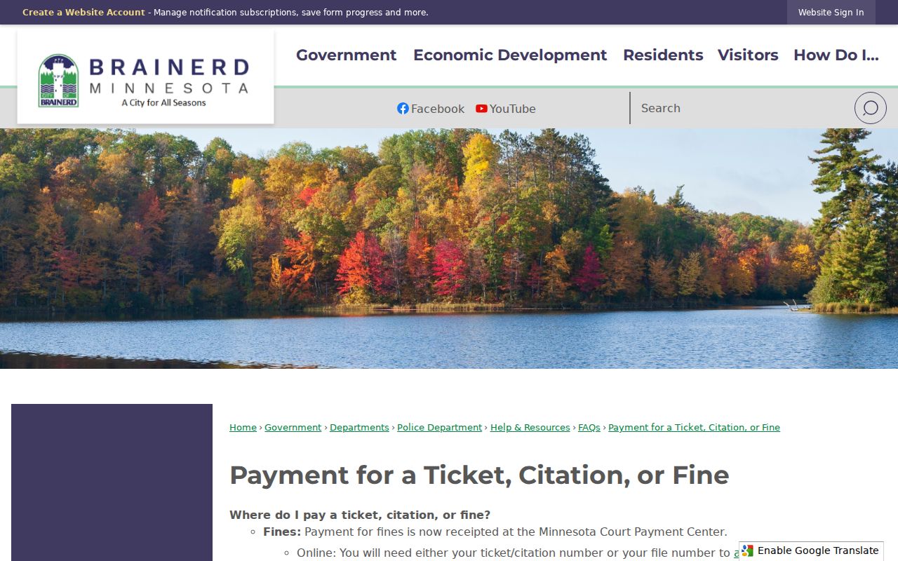 Crow Wing traffic court state ticket and Brainerd parking ticket distinction